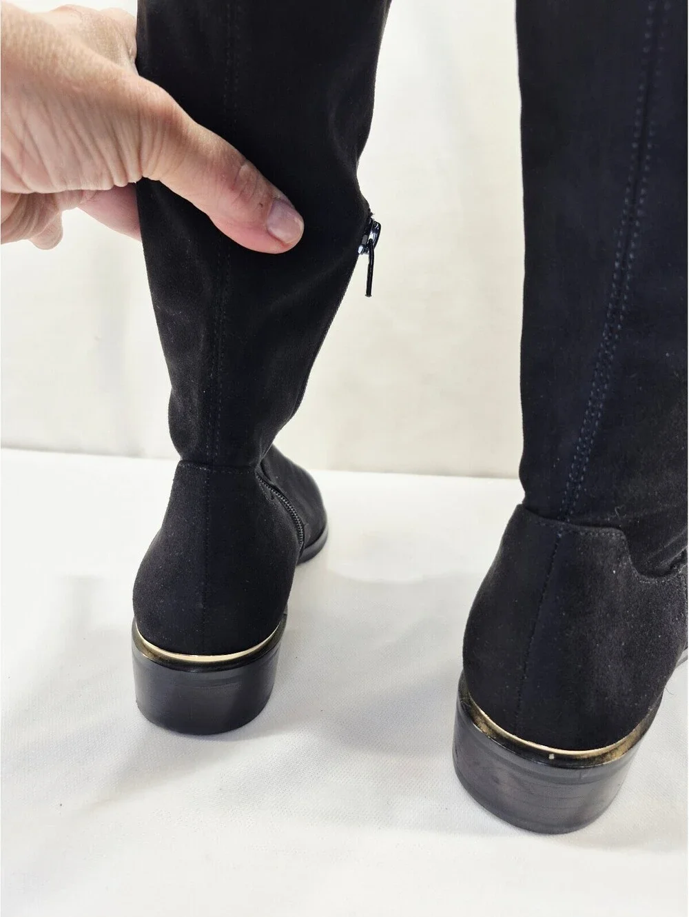 Ivanka Trump Women's 7M Black Suede Over The Knee Low Heel Boots